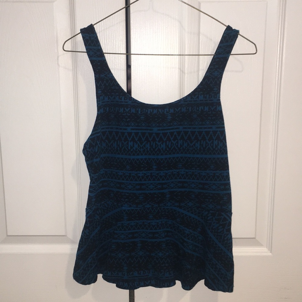 Express blueand black peplum tank